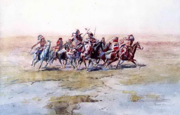 アメリカインディアン Painting - クリー戦争党 チャールズ・マリオン・ラッセル アメリカン・インディアン